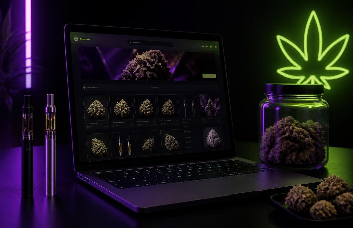 Shopping a Canadian online dispensary on a laptop